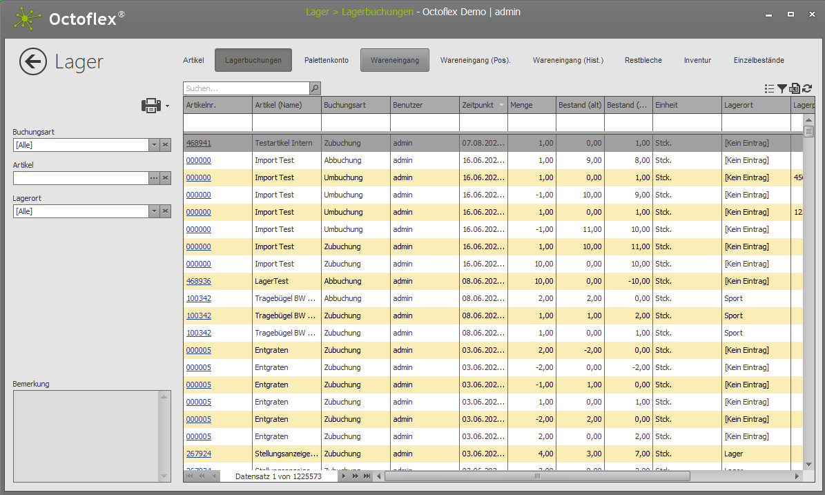 Lagerbuchungen